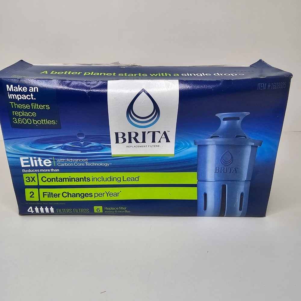 Brita Elite Replacement Water Filters 4 Pack Advanced Carbon Core 1603325 Blue